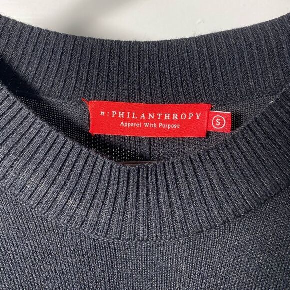 n:Philanthropy Ariel Open Crisscross Back Crewneck Sweater Black Sz Small - Picture 3 of 10